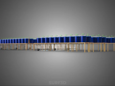 DUTCH BUCKET HYDROPONIC AEROPONIC BATO SEEDLING TREE STEM PLANT 3D Model