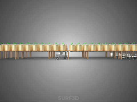 TECHNICAL DIAGRAM MODULAR DUTCH BUCKET INDOOR HYDROPONIC SYSTEM 3D Model