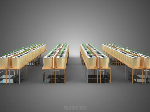 TECHNICAL DIAGRAM MODULAR DUTCH BUCKET INDOOR HYDROPONIC SYSTEM 3D Model