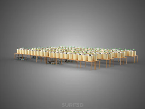 TECHNICAL DIAGRAM MODULAR DUTCH BUCKET INDOOR HYDROPONIC SYSTEM 3D Model