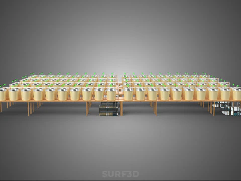 TECHNICAL DIAGRAM MODULAR DUTCH BUCKET INDOOR HYDROPONIC SYSTEM 3D Model