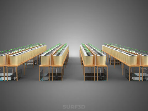 TECHNICAL DIAGRAM MODULAR DUTCH BUCKET INDOOR HYDROPONIC SYSTEM 3D Model