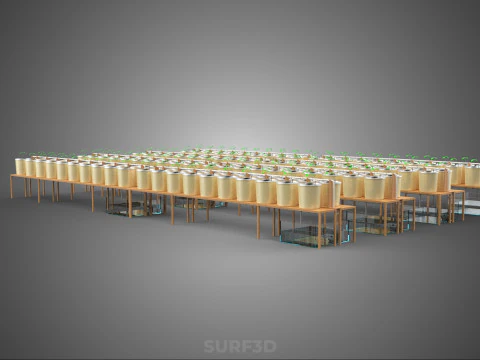 TECHNICAL DIAGRAM MODULAR DUTCH BUCKET INDOOR HYDROPONIC SYSTEM 3D Model