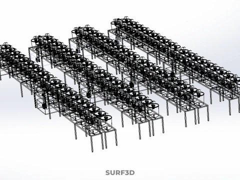 TECHNICAL DIAGRAM MODULAR DUTCH BUCKET INDOOR HYDROPONIC SYSTEM 3D Model