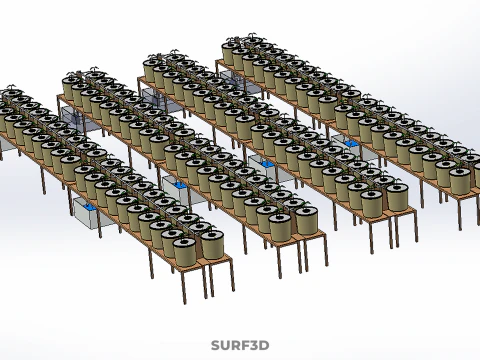 TECHNICAL DIAGRAM MODULAR DUTCH BUCKET INDOOR HYDROPONIC SYSTEM 3D Model
