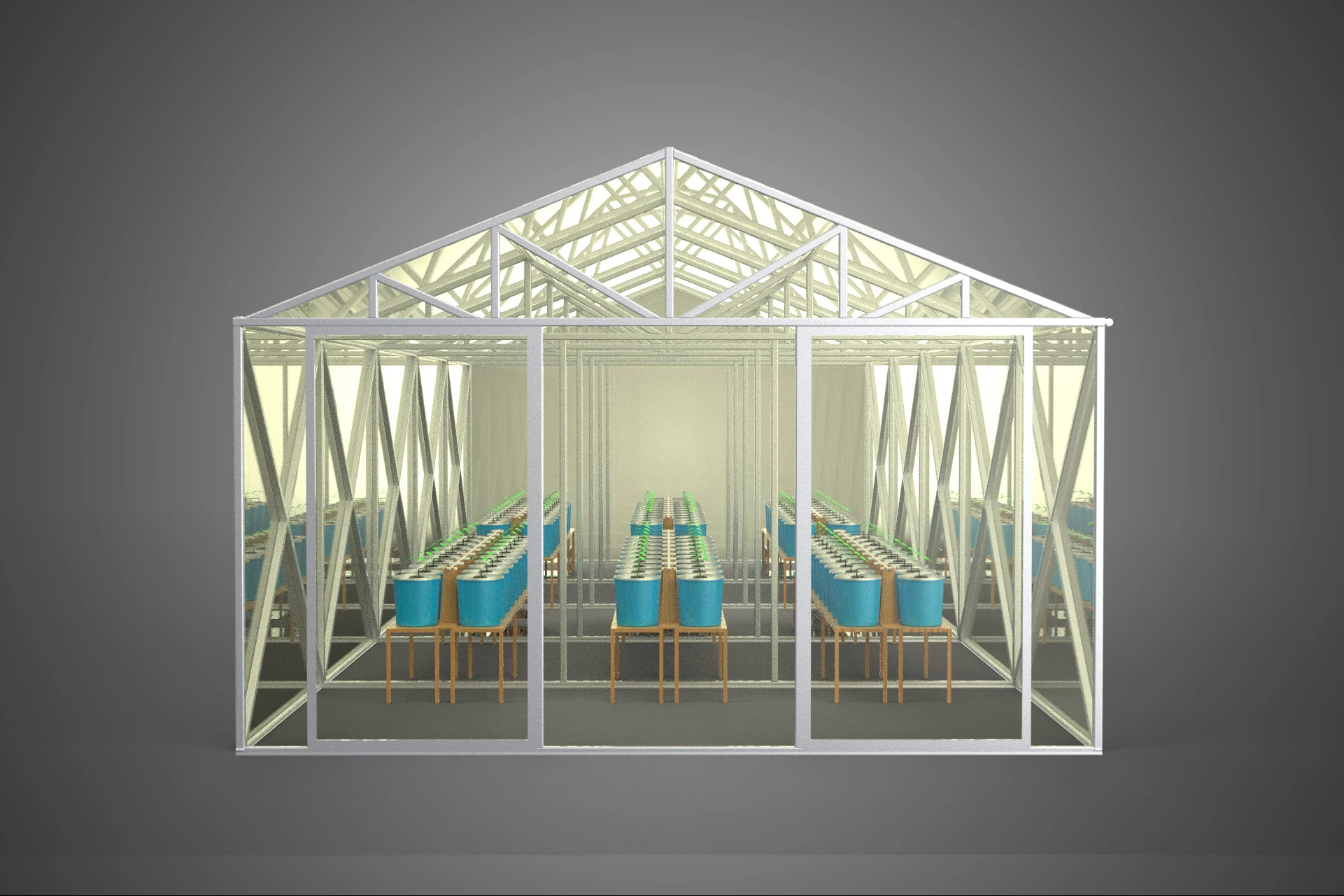 GREENHOUSE DUTCH BUCKET HYDROPONIC AEROPONIC SYSTEM PLANT GROW 3D Model .c4d .max .obj .3ds .fbx .stl .blend