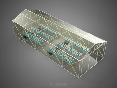 CEA CONTROLLED ENVIRONMENT AGRICULTURE DUTCH BUCKET SYSTEM DBS 3D Model