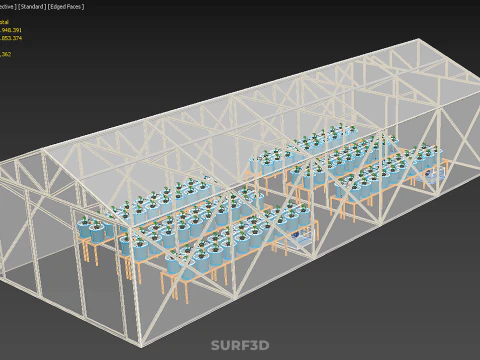 CEA CONTROLLED ENVIRONMENT AGRICULTURE DUTCH BUCKET SYSTEM DBS 3D Model