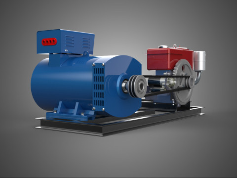 DIESELMOTOR, STROMGENERATORSATZ, GENSET, LICHTMASCHINE, DYNAMOMOTOR 3D Modell