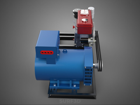 डीजल इंजन पावर जेनरेटर सेट जेनसेट अल्टरनेटर डायनमो मोटर 3D मॉडल