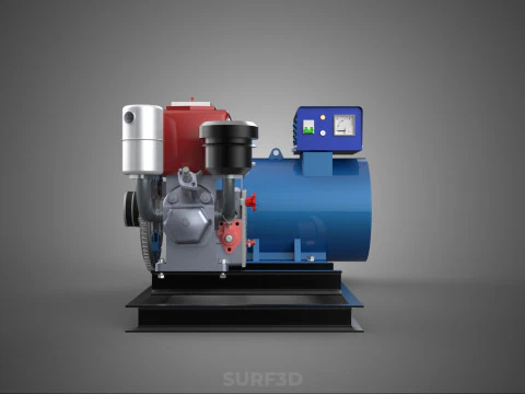 DIESEL ENGINE POWER GENERATOR SET GENSET ALTERNATOR DYNAMO MOTOR 3D Model
