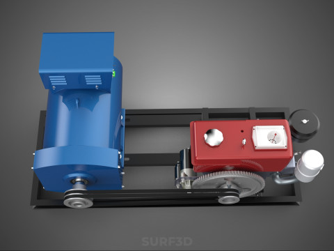 डीजल इंजन पावर जेनरेटर सेट जेनसेट अल्टरनेटर डायनमो मोटर 3D मॉडल