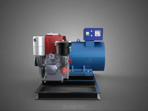 DIESEL ENGINE POWER GENERATOR SET GENSET ALTERNATOR DYNAMO MOTOR 3D Model