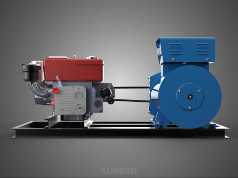 DIESEL ENGINE POWER GENERATOR SET GENSET ALTERNATOR DYNAMO MOTOR 3D Model