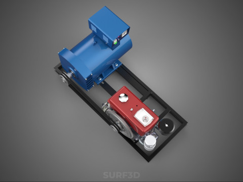 डीजल इंजन पावर जेनरेटर सेट जेनसेट अल्टरनेटर डायनमो मोटर 3D मॉडल