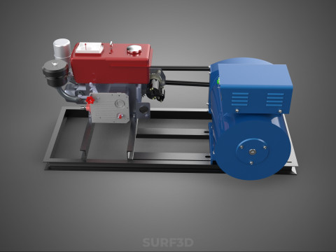 डीजल इंजन पावर जेनरेटर सेट जेनसेट अल्टरनेटर डायनमो मोटर 3D मॉडल