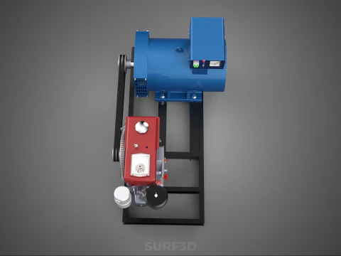 DIESEL ENGINE POWER GENERATOR SET GENSET ALTERNATOR DYNAMO MOTOR 3D Model