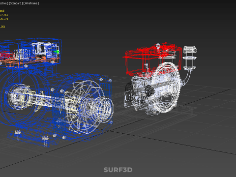 डीजल इंजन पावर जेनरेटर सेट जेनसेट अल्टरनेटर डायनमो मोटर 3D मॉडल