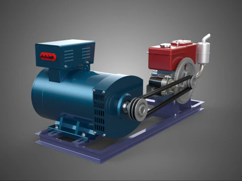 इंजन डीजल पावर जेनरेटर सेट जेनसेट अल्टरनेटर डायनमो मोटर 3D मॉडल