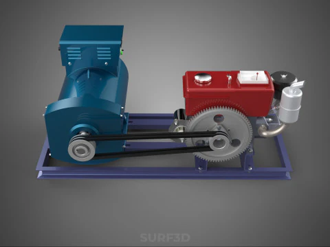 ENGINE DIESEL POWER GENERATOR SET GENSET ALTERNATOR DYNAMO MOTOR 3D Model