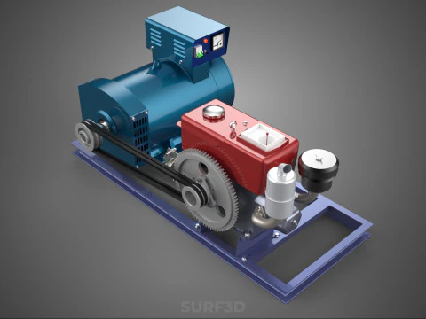 ENGINE DIESEL POWER GENERATOR SET GENSET ALTERNATOR DYNAMO MOTOR 3D Model