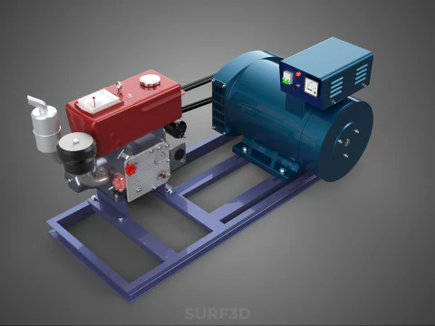 ENGINE DIESEL POWER GENERATOR SET GENSET ALTERNATOR DYNAMO MOTOR 3D Model