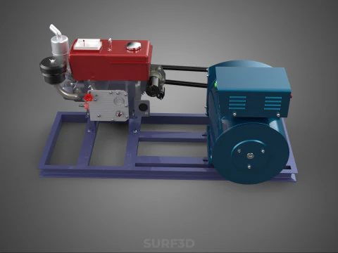 ENGINE DIESEL POWER GENERATOR SET GENSET ALTERNATOR DYNAMO MOTOR 3D Model