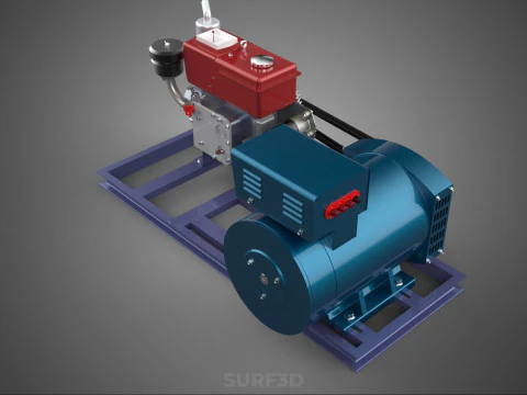 ENGINE DIESEL POWER GENERATOR SET GENSET ALTERNATOR DYNAMO MOTOR 3D Model