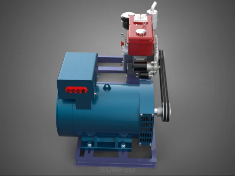 ENGINE DIESEL POWER GENERATOR SET GENSET ALTERNATOR DYNAMO MOTOR 3D Model