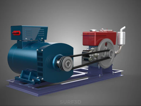 ENGINE DIESEL POWER GENERATOR SET GENSET ALTERNATOR DYNAMO MOTOR 3D Model