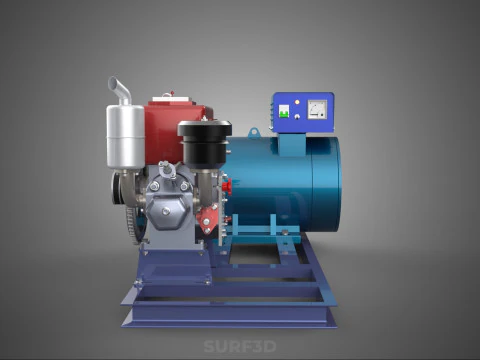 ENGINE DIESEL POWER GENERATOR SET GENSET ALTERNATOR DYNAMO MOTOR 3D Model