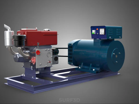 ENGINE DIESEL POWER GENERATOR SET GENSET ALTERNATOR DYNAMO MOTOR 3D Model