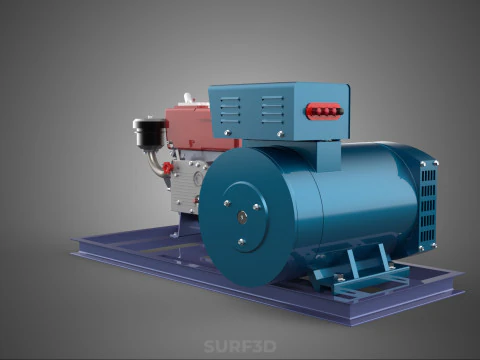 ENGINE DIESEL POWER GENERATOR SET GENSET ALTERNATOR DYNAMO MOTOR 3D Model