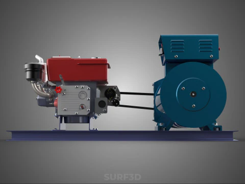 ENGINE DIESEL POWER GENERATOR SET GENSET ALTERNATOR DYNAMO MOTOR 3D Model