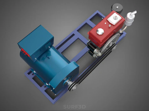 ENGINE DIESEL POWER GENERATOR SET GENSET ALTERNATOR DYNAMO MOTOR 3D Model