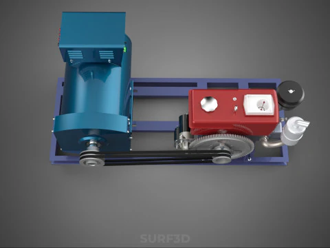 ENGINE DIESEL POWER GENERATOR SET GENSET ALTERNATOR DYNAMO MOTOR 3D Model