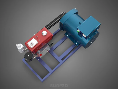ENGINE DIESEL POWER GENERATOR SET GENSET ALTERNATOR DYNAMO MOTOR 3D Model