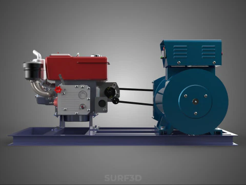 ENGINE DIESEL POWER GENERATOR SET GENSET ALTERNATOR DYNAMO MOTOR 3D Model