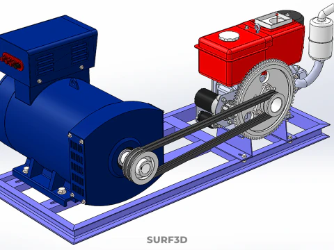 ENGINE DIESEL POWER GENERATOR SET GENSET ALTERNATOR DYNAMO MOTOR 3D Model