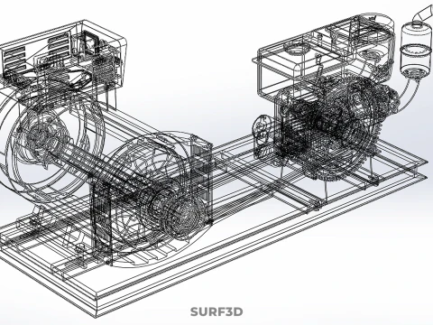 ENGINE DIESEL POWER GENERATOR SET GENSET ALTERNATOR DYNAMO MOTOR 3D Model