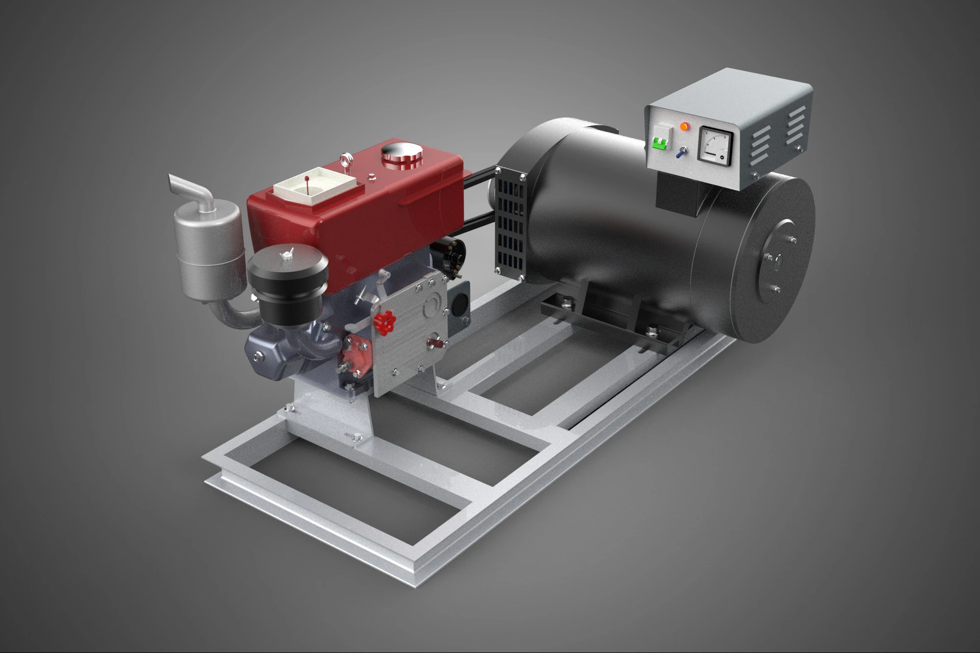 INDUSTRIAL ELECTRIC AC POWER GENERATOR DIESEL SET GENSET MOTOR 3D Model .c4d .max .obj .3ds .fbx .stl .blend