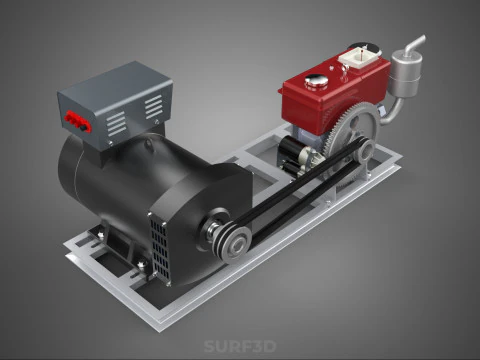 INDUSTRIAL ELECTRIC AC POWER GENERATOR DIESEL SET GENSET MOTOR 3D Model
