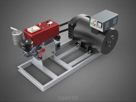 INDUSTRIAL ELECTRIC AC POWER GENERATOR DIESEL SET GENSET MOTOR 3D Model