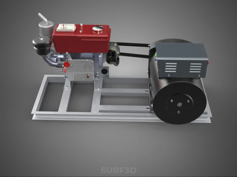 INDUSTRIAL ELECTRIC AC POWER GENERATOR DIESEL SET GENSET MOTOR 3D Model