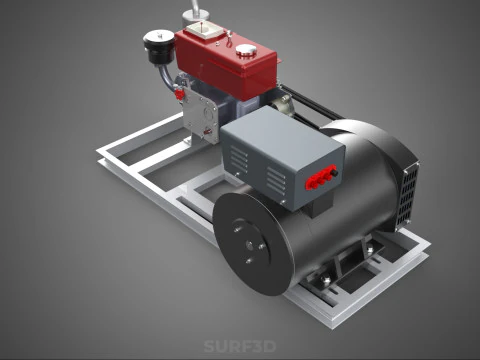 INDUSTRIAL ELECTRIC AC POWER GENERATOR DIESEL SET GENSET MOTOR 3D Model