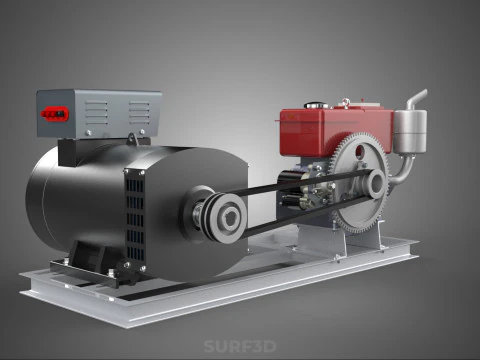 INDUSTRIAL ELECTRIC AC POWER GENERATOR DIESEL SET GENSET MOTOR 3D Model