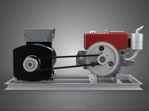 INDUSTRIAL ELECTRIC AC POWER GENERATOR DIESEL SET GENSET MOTOR 3D Model