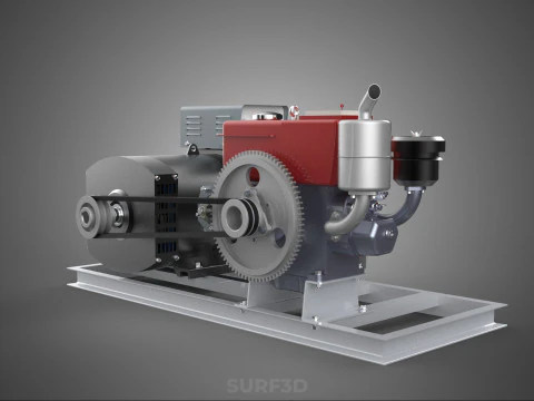 INDUSTRIAL ELECTRIC AC POWER GENERATOR DIESEL SET GENSET MOTOR 3D Model