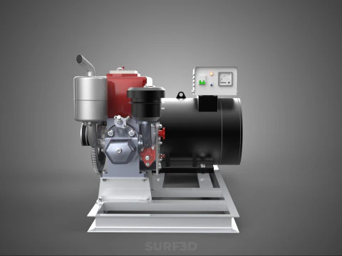 INDUSTRIAL ELECTRIC AC POWER GENERATOR DIESEL SET GENSET MOTOR 3D Model