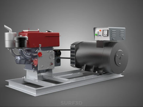 INDUSTRIAL ELECTRIC AC POWER GENERATOR DIESEL SET GENSET MOTOR 3D Model